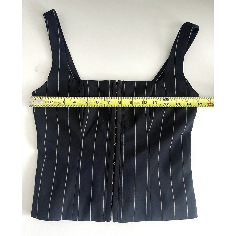 NWT Dissh Sander Navy Stripe Hook & Eye Sleeveless Cropped Bustier Top Sz 6 - Picture 11 of 13